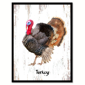 Turkey Bird Canvas Print, Black Picture Frame Gift Ideas Home Decor Wall Art Decoration