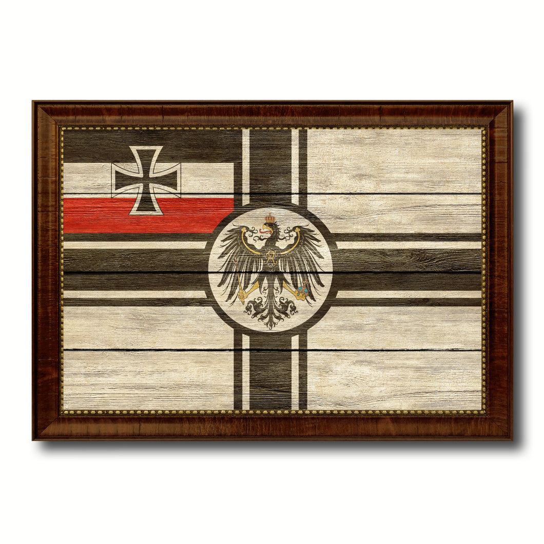 Imperial German Navy 1867-1871 War Military Flag Texture Canvas Print with Brown Picture Frame Home Decor Wall Art Gifts