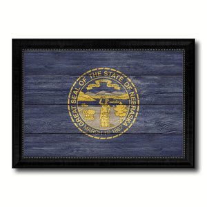 Nebraska State Flag Texture Canvas Print with Black Picture Frame Home Decor Man Cave Wall Art Collectible Decoration Artwork Gifts