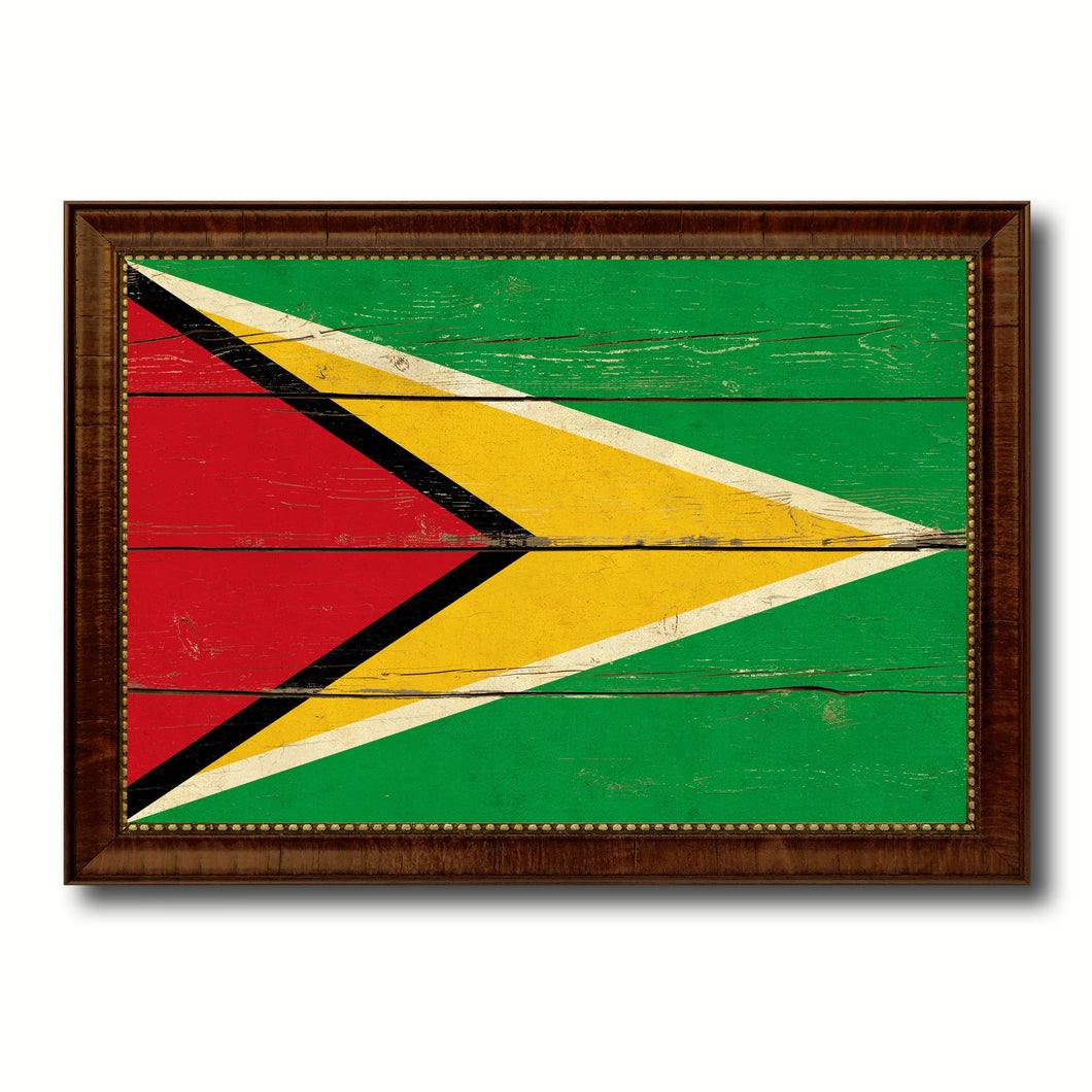 Guyana Country Flag Vintage Canvas Print with Brown Picture Frame Home Decor Gifts Wall Art Decoration Artwork