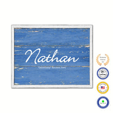 Load image into Gallery viewer, Nathan Name Plate White Wash Wood Frame Canvas Print Boutique Cottage Decor Shabby Chic
