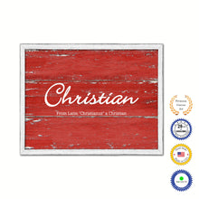 Load image into Gallery viewer, Christian Name Plate White Wash Wood Frame Canvas Print Boutique Cottage Decor Shabby Chic
