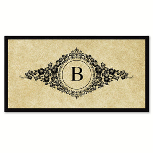 Alphabet Letter B Brown Canvas Print, Black Custom Frame
