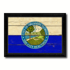 Orlando City Florida State Vintage Flag Canvas Print Black Picture Frame