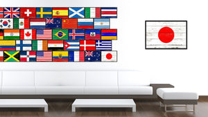 Japan Country National Flag Vintage Canvas Print with Picture Frame Home Decor Wall Art Collection Gift Ideas