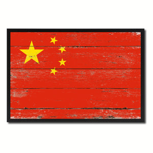 China Country National Flag Vintage Canvas Print with Picture Frame Home Decor Wall Art Collection Gift Ideas