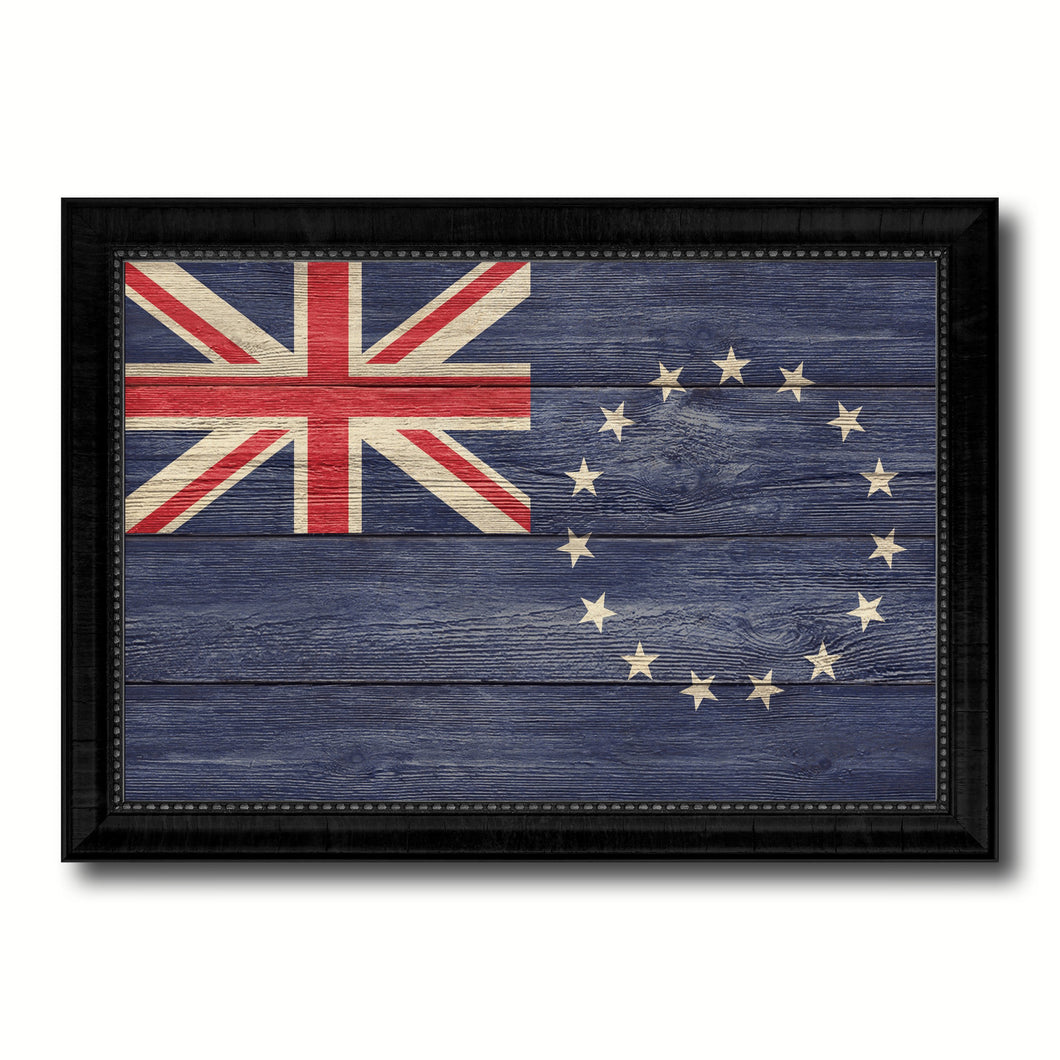 Cook Islands Country Flag Texture Canvas Print with Black Picture Frame Home Decor Wall Art Decoration Collection Gift Ideas
