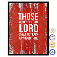 Load image into Gallery viewer, Those who seek the Lord shall not lack any good thing - Psalm 34:10 Bible Verse Scripture Quote Red Canvas Print with Picture Frame
