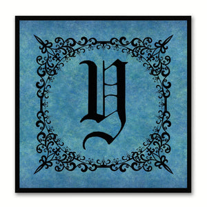 Alphabet Y Blue Canvas Print Black Frame Kids Bedroom Wall Décor Home Art