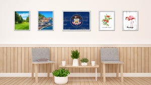 Utah State Flag Shabby Chic Gifts Home Decor Wall Art Canvas Print, White Wash Wood Frame