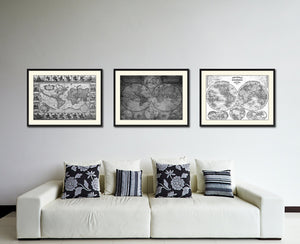 Johann Baptist Homann Vintage B&W Map Canvas Print, Picture Frame Home Decor Wall Art Gift Ideas