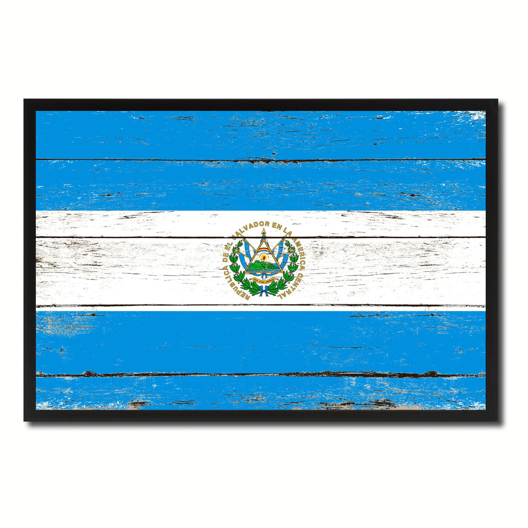 El Salvador Country National Flag Vintage Canvas Print with Picture Frame Home Decor Wall Art Collection Gift Ideas