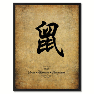 Zodiac Rat Horoscope Canvas Print Black Picture Frame Gifts Home Decor Wall Art Decoration