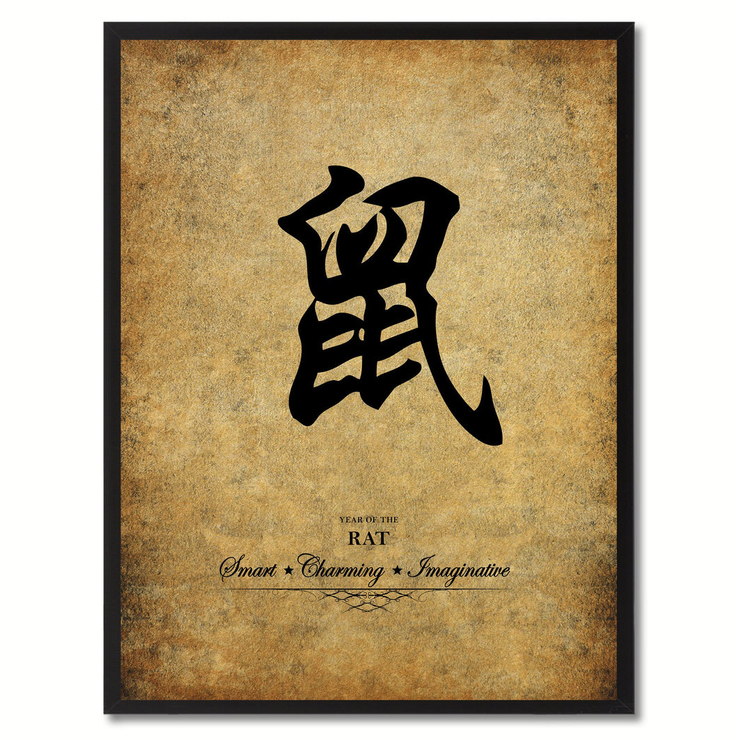 Zodiac Rat Horoscope Canvas Print Black Picture Frame Gifts Home Decor Wall Art Decoration