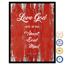 Load image into Gallery viewer, Love God with All Your Heart, Soul &amp; Mind - Matthew 22:37 Bible Verse Scripture Quote Red Canvas Print with Picture Frame
