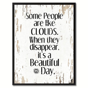 Some People Like Clouds When They Disappear Saying Canvas Print, Black Picture Frame Home Decor Wall Art Gifts