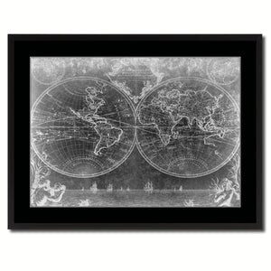 Vintage World Vintage Monochrome Map Canvas Print, Gifts Picture Frames Home Decor Wall Art