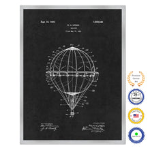 Load image into Gallery viewer, 1925 Hot Air Balloon Antique Patent Artwork Silver Framed Canvas Home Office Decor Great Gift for Hot Air Balloon Lover
