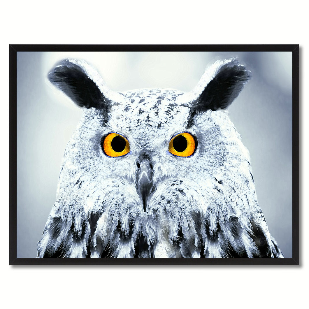 Owl Bird Canvas Print, Black Picture Frame Gift Ideas Home Decor Wall Art Decoration
