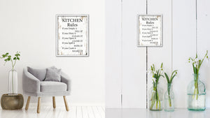 Kitchen Rules Vintage Saying Gifts Home Decor Wall Art Canvas Print with Custom Picture Frame