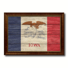 Load image into Gallery viewer, Iowa State Flag Texture Canvas Print with Brown Picture Frame Gifts Home Decor Wall Art Collectible Decoration
