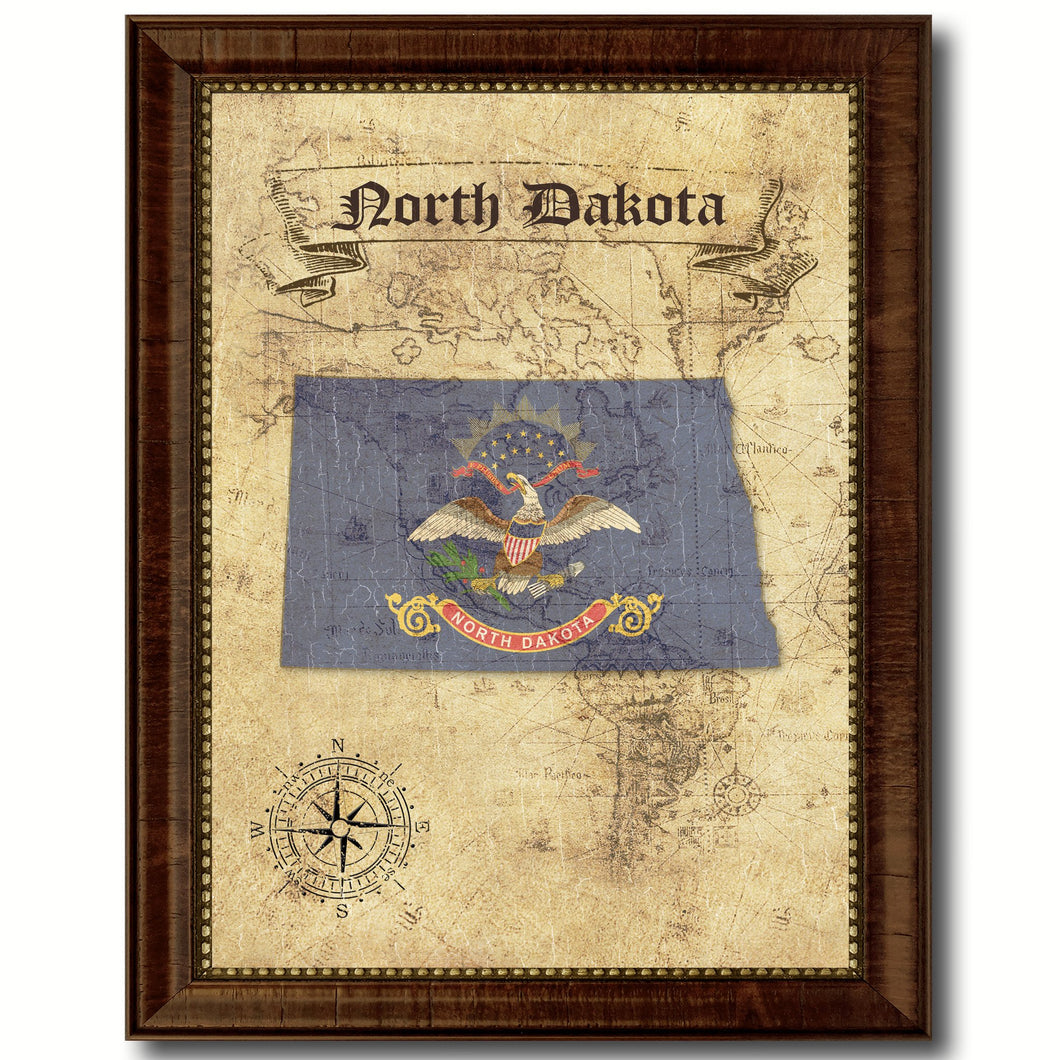North Dakota State Vintage Map Home Decor Wall Art Office Decoration Gift Ideas