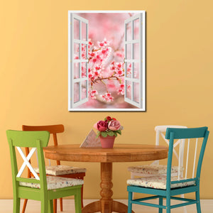 Cherry Blossom Beautiful Flower Picture French Window Canvas Print with Frame Gifts Home Decor Wall Art Collection