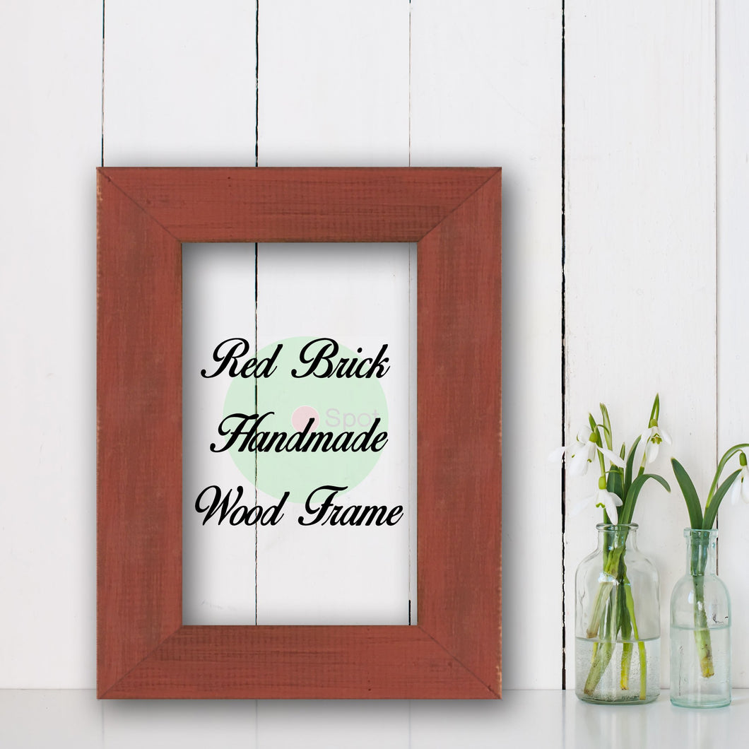Red Brick Shabby Chic Home Decor Custom Frame Great for Farmhouse Vintage Rustic Wood Picture Frame
