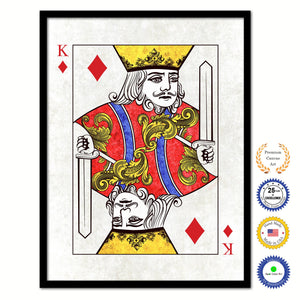 King Diamond Poker Decks of Vintage Cards Print on Canvas Black Custom Framed