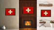 Load image into Gallery viewer, Switzerland Country Flag Vintage Canvas Print with Brown Picture Frame Home Decor Gifts Wall Art Decoration Artwork
