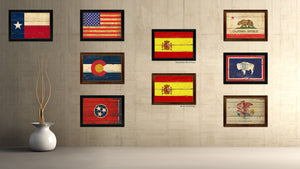 Spain Country Flag Vintage Canvas Print with Black Picture Frame Home Decor Gifts Wall Art Decoration Artwork