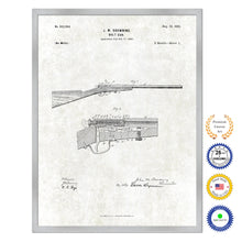 Load image into Gallery viewer, 1899 Bolt Gun Rifle Old Patent Art Print on Canvas Custom Framed Vintage Home Decor Wall Decoration Great for Gifts

