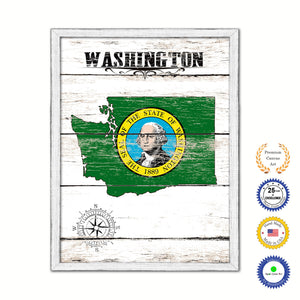 Washington Flag Gifts Home Decor Wall Art Canvas Print with Custom Picture Frame