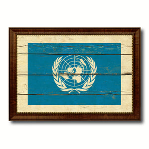 UN Country Flag Vintage Canvas Print with Brown Picture Frame Home Decor Gifts Wall Art Decoration Artwork