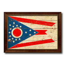 Load image into Gallery viewer, Ohio State State Vintage Flag Canvas Print with Brown Picture Frame Home Decor Man Cave Wall Art Collectible Decoration Artwork Gifts
