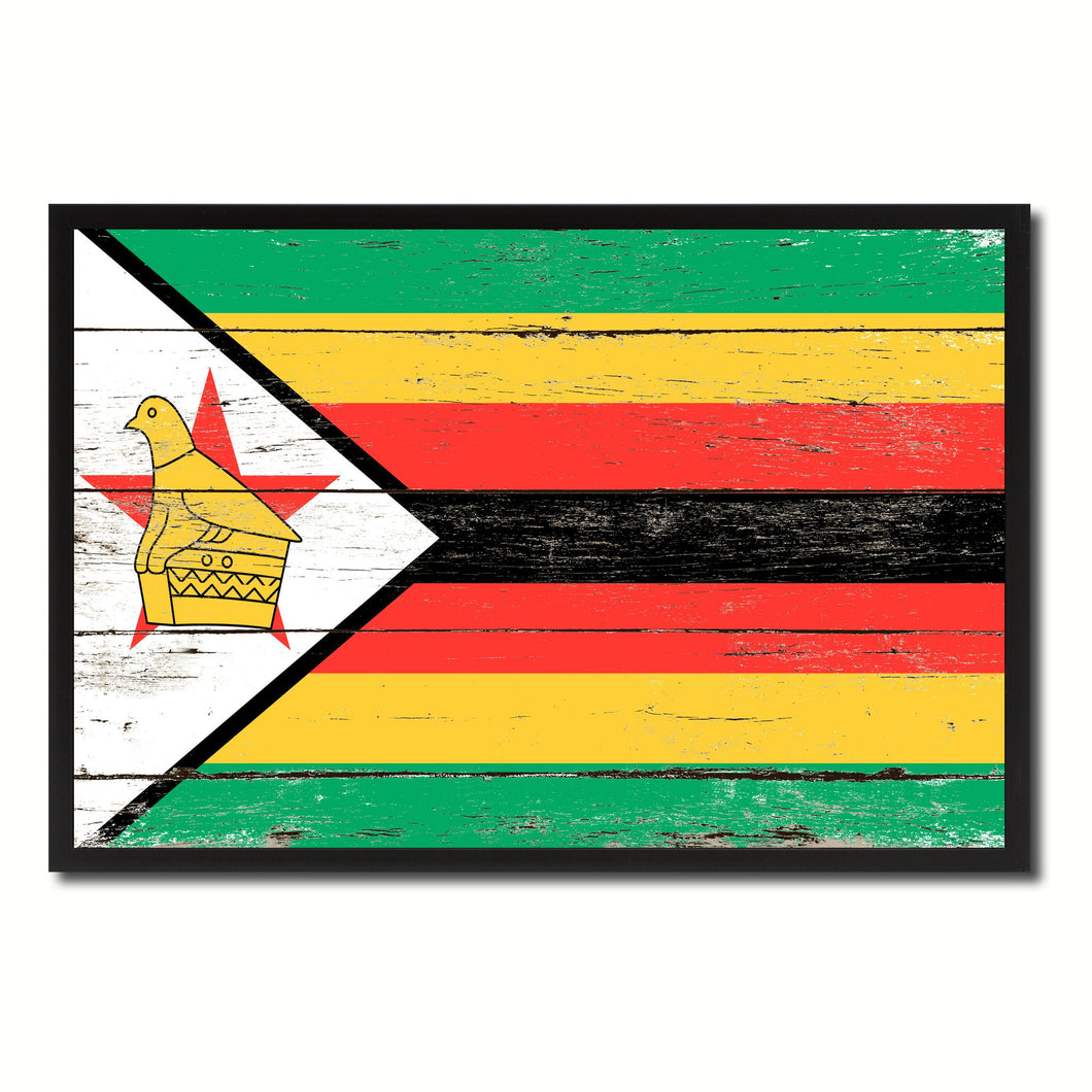 Zimbabwe Country National Flag Vintage Canvas Print with Picture Frame Home Decor Wall Art Collection Gift Ideas