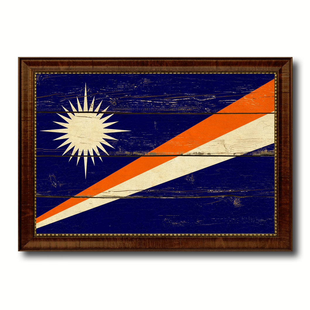 Marshall Islands Country Flag Vintage Canvas Print with Brown Picture Frame Home Decor Gifts Wall Art Decoration Artwork