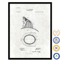 Load image into Gallery viewer, 1889 Firefighter Fireman&#39;s Hat Vintage Patent Artwork Black Framed Canvas Print Home Office Decor Great for Firefighter Fireman Firewoman
