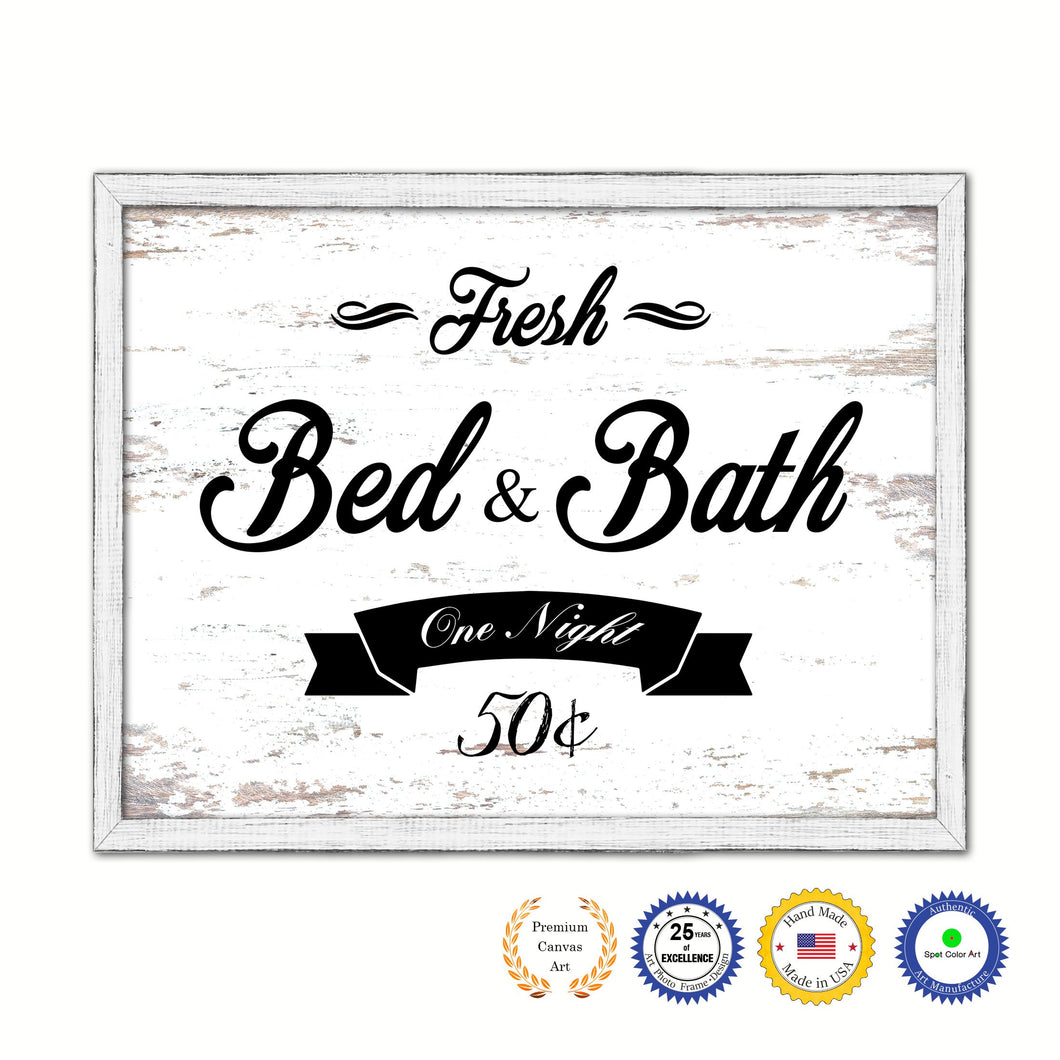 Fresh Bed & Bath Vintage Sign Gifts Home Decor Wall Art Canvas Print with Custom Picture Frame