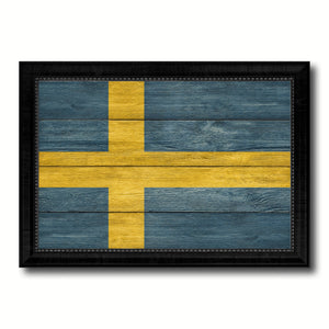 Sweden Country Flag Texture Canvas Print with Black Picture Frame Home Decor Wall Art Decoration Collection Gift Ideas