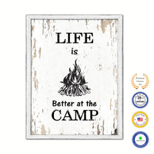 Load image into Gallery viewer, Life Is Better At The Camp Vintage Saying Gifts Home Decor Wall Art Canvas Print with Custom Picture Frame
