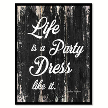 Load image into Gallery viewer, Life Is A Party Dress Like It Audrey Hepburn Quote Saying Framed Canvas Print Gift Ideas Home Decor Wall Art 122246 Black
