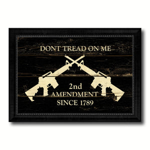 2nd Amendment Dont Tread On Me M4 Rifle Military Flag Vintage Canvas Print with Black Picture Frame Home Decor Wall Art Decoration Gift Ideas