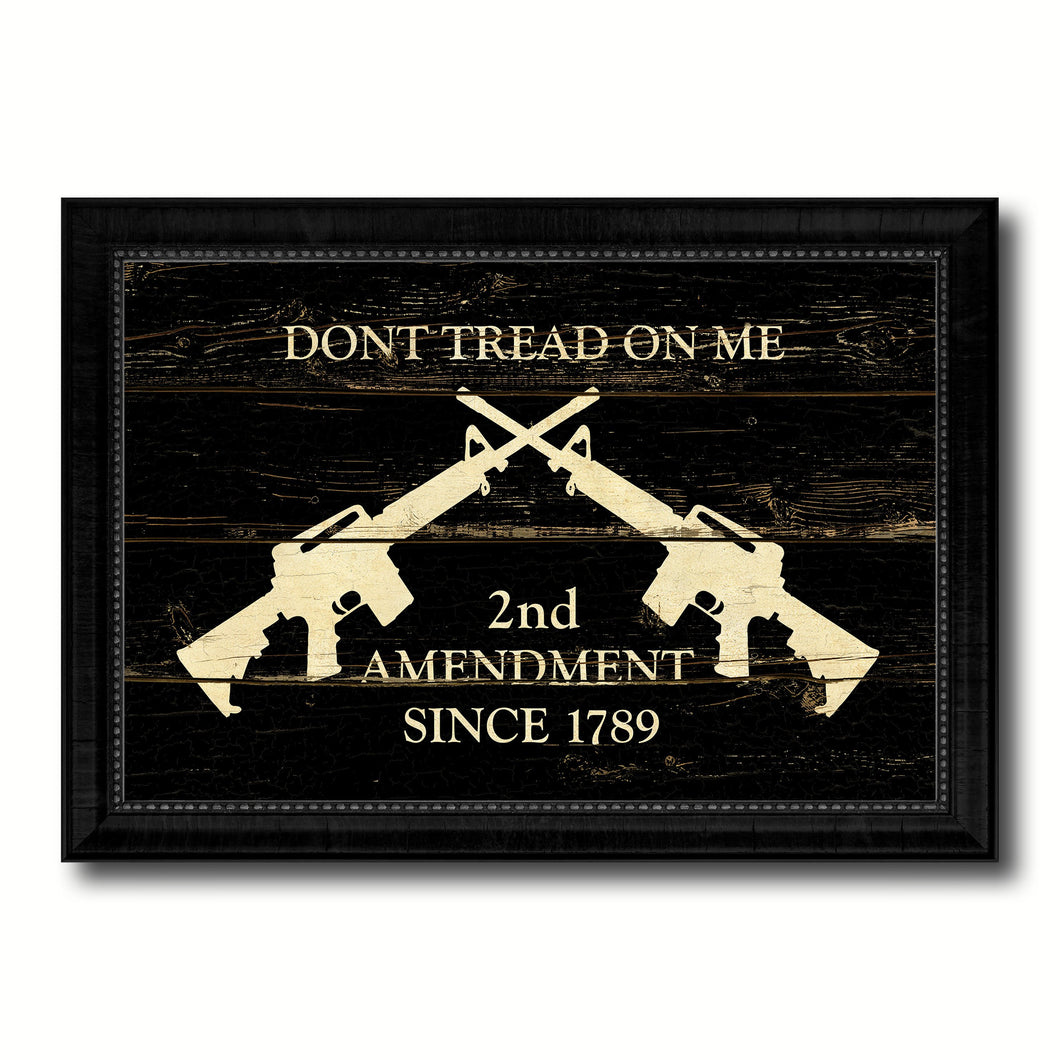 2nd Amendment Dont Tread On Me M4 Rifle Military Flag Vintage Canvas Print with Black Picture Frame Home Decor Wall Art Decoration Gift Ideas