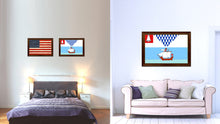 Load image into Gallery viewer, Belfast City Maine State Flag Canvas Print Brown Picture Frame
