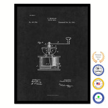 Load image into Gallery viewer, 1891 Coffee Mill Grinder Vintage Patent Artwork Black Framed Canvas Home Office Decor Great for Coffee Spice Lover Cafe Shop
