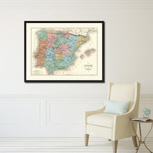 Load image into Gallery viewer, Spain Portugal Vintage Antique Map Wall Art Home Decor Gift Ideas Canvas Print Custom Picture Frame
