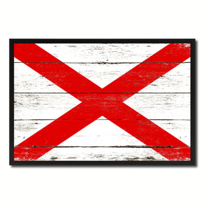 Alabama State Flag Vintage Canvas Print with Black Picture Frame Home DecorWall Art Collectible Decoration Artwork Gifts