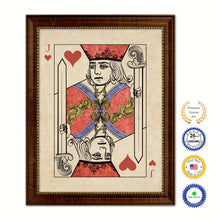 Load image into Gallery viewer, Jack Heart Poker Decks of Vintage Cards Print on Canvas Brown Custom Framed
