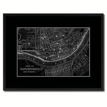 Load image into Gallery viewer, Cincinnati Vintage Monochrome Map Canvas Print, Gifts Picture Frames Home Decor Wall Art

